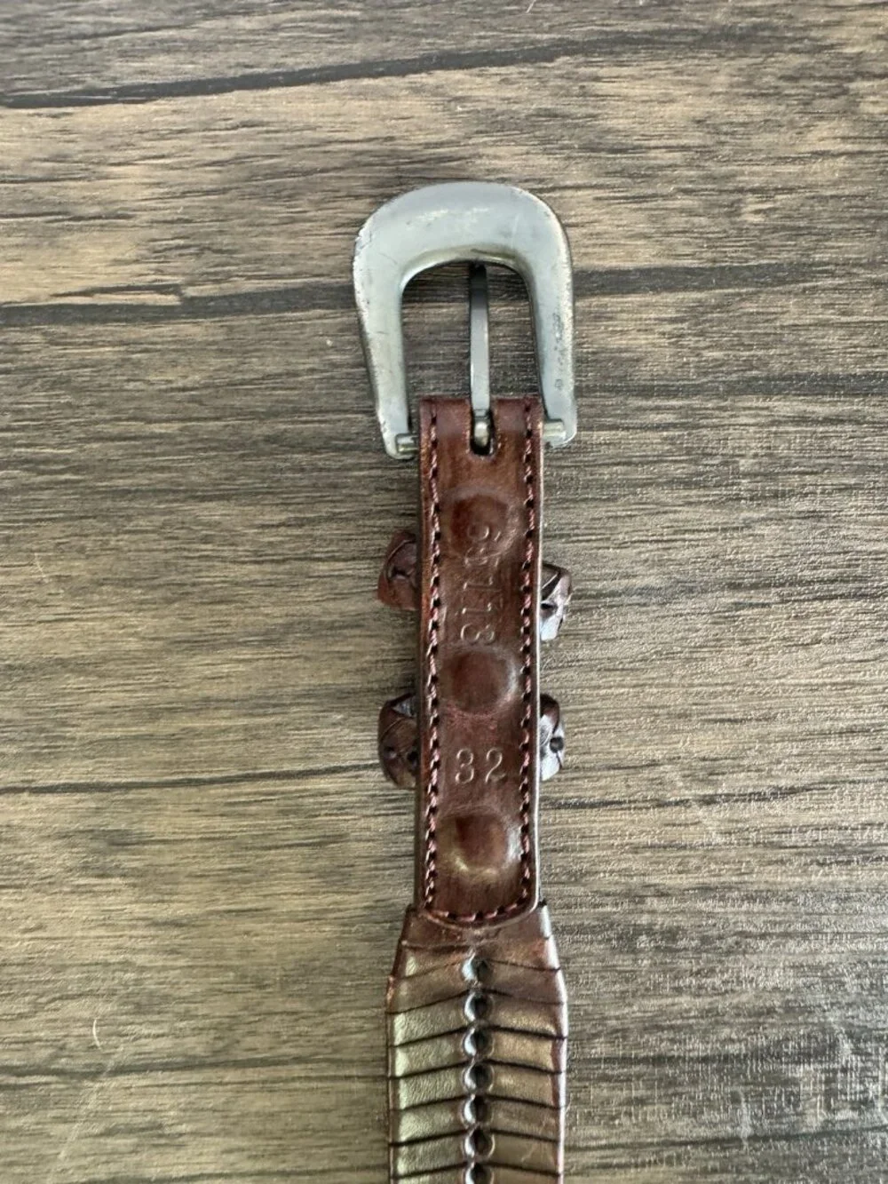Vintage Western Braided Leather Fishtail Belt Rattlesnake